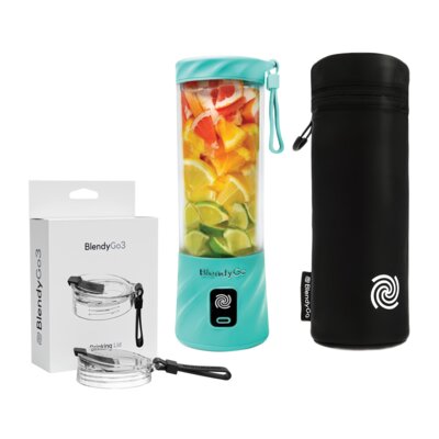 Blender personalny BLENDYGO 3 Miętowy Bezprzewodowy + Etui termiczne BLENDYGO do BlendyGo 3 + Nakrętka ustnik do picia BLENDYGO BlendyGo 3