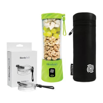 Blender personalny BLENDYGO 3 Zielony Bezprzewodowy + Etui termiczne BLENDYGO do BlendyGo 3 + Nakrętka ustnik do picia BLENDYGO BlendyGo 3