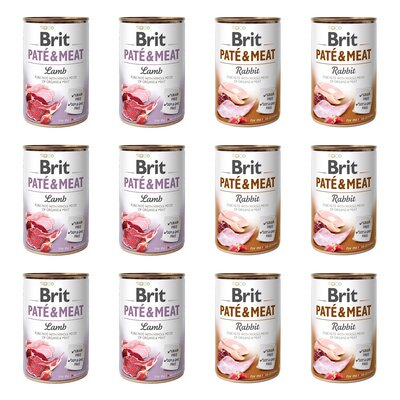 Karma dla psa BRIT Paté & Meat Mix smaków Jagnięcina, Królik 12 x 800 g