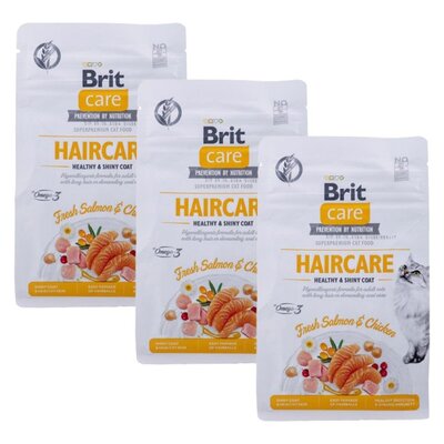 Karma dla kota BRIT CARE Cat Grain-Free Haircare Kurczak z łososiem 3 x 400 g
