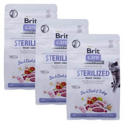 Karma dla kota BRIT Care Sterilized Weight Control Kaczka i indyk 3 x 400 g