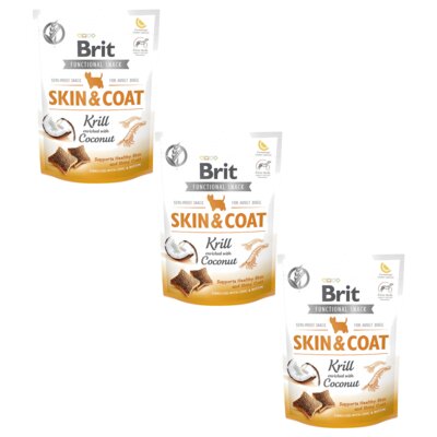 Przysmak dla psa BRIT CARE Dog Functional Snack Skin&Coat Kryl z kokosem 3 x 150 g