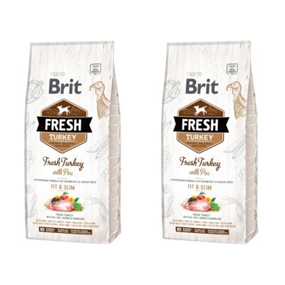 Karma dla psa BRIT Fresh Turkey Indyk z groszkiem 2 x 12 kg