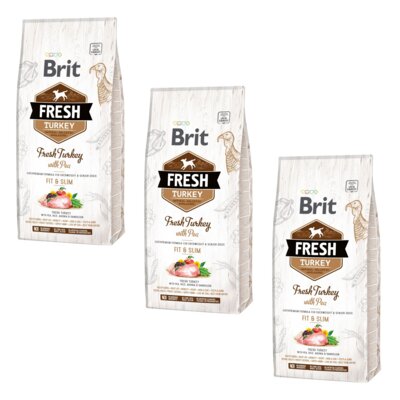 Karma dla psa BRIT Fresh Turkey Indyk z groszkiem 3 x 12 kg