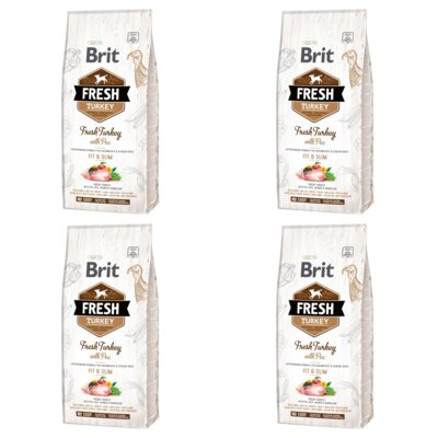 Karma dla psa BRIT Fresh Turkey Indyk z groszkiem 4 x 12 kg