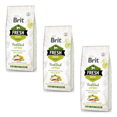 Karma dla psa BRIT Fresh Duck Active Run & Work Kaczka z prosem 3 x 12 kg