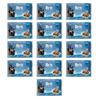Karma dla kota BRIT Premium Cat Gravy Fillet Dinner Plate Mix Smaków 52 x 85 g