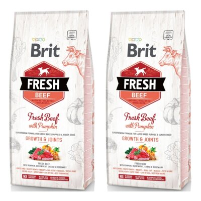 Karma dla psa BRIT Fresh Puppy&Junior Large Beef Wołowina z dynią 2 x 12 kg