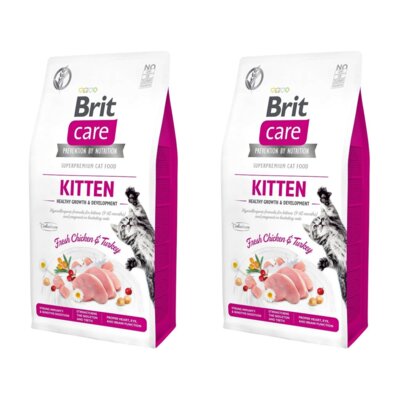 Karma dla kota BRIT CARE Grain Free Kitten Indyk i Kurczak 2 x 7 kg