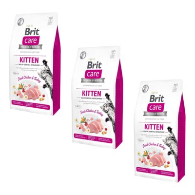 Karma dla kota BRIT CARE Grain Free Kitten Indyk i Kurczak 3 x 7 kg