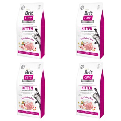 Karma dla kota BRIT CARE Grain Free Kitten Indyk i Kurczak 4 x 7 kg