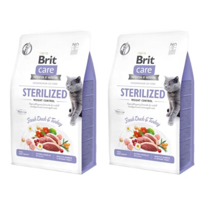 Karma dla kota BRIT CARE Grain-Free Sterilized Weight Control Kaczka z indykiem 2 x 7 kg