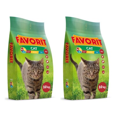 Karma dla kota FAVORIT Mix Wołowina z drobiem i rybą 2 x 10 kg