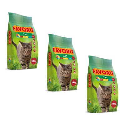 Karma dla kota FAVORIT Mix Wołowina z drobiem i rybą 3 x 10 kg