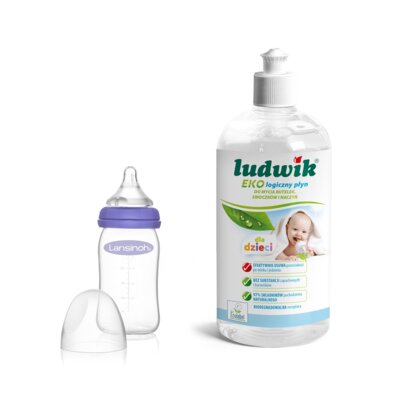 Butelka LANSINOH NaturalWave Teat 240 ml + Płyn do mycia butelek i smoczków LUDWIK CG1010102ZEKL0121 475 ml