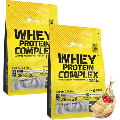 Odżywka białkowa OLIMP Whey Protein Complex 100% Biała czekolada maliny 2 x 700 g
