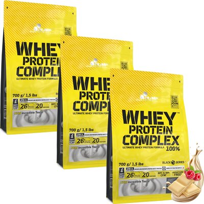 Odżywka białkowa OLIMP Whey Protein Complex 100% Biała czekolada maliny 3 x 700 g