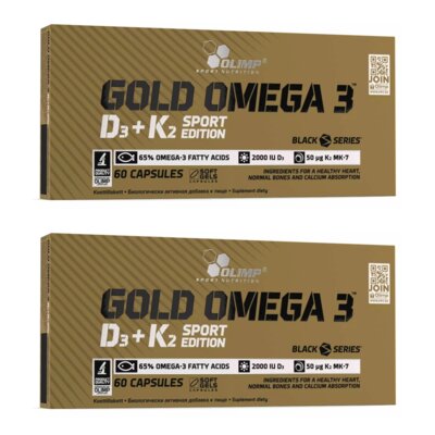Kwasy Omega-3 + Witamina D3+K2 OLIMP Gold Omega 3 Sport Edition (2 x 60 kapsułek)