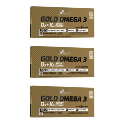 Kwasy Omega-3 + Witamina D3+K2 OLIMP Gold Omega 3 Sport Edition (3 x 60 kapsułek)