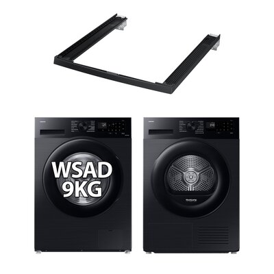 Pralka SAMSUNG WW90CGC04DAB AI Energy Mode EcoBubble 9kg 1400 obr + Suszarka SAMSUNG DV5000D DV90DG52A0ABEO z pompą ciepła AI Optimal Dry + Łącznik SAMSUNG SKK-5EV