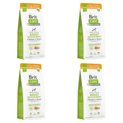 Karma dla psa BRIT CARE Dog Sustainable Adult Medium Breed Kurczak i owady 4 x 14 kg