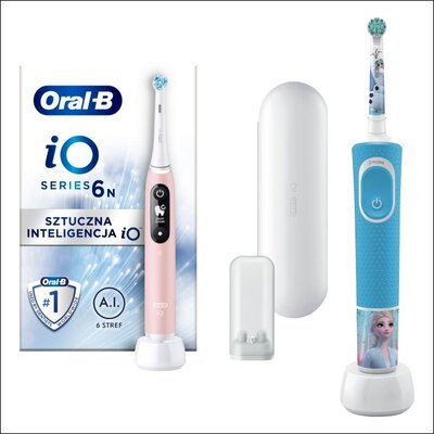 Szczoteczka magnetyczna ORAL-B iO 6 Różowy + Szczoteczka rotacyjna ORAL-B Kids 3+ Kraina Lodu