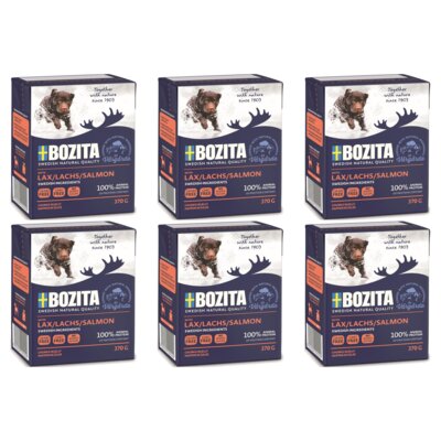 Karma dla psa BOZITA Mięsne kawałki z Łososiem w galaretce 6 x 370 g