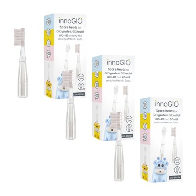 Oryginalna końcówka szczoteczki INNOGIO GIO-450BH do szczoteczki GIOgiraffe/GIOrabbit/GIOpanda (Delikatna dla zębów) (6 szt.)