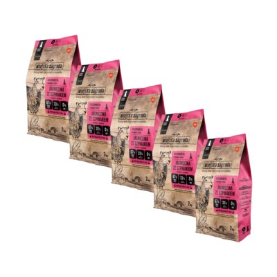 Karma dla psa WIEJSKA ZAGRODA Junior Jagnięcina ze szpinakiem S 5 x 2 kg