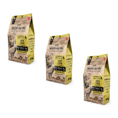 Karma dla psa WIEJSKA ZAGRODA Indyk z gęsią M 3 x 9 kg