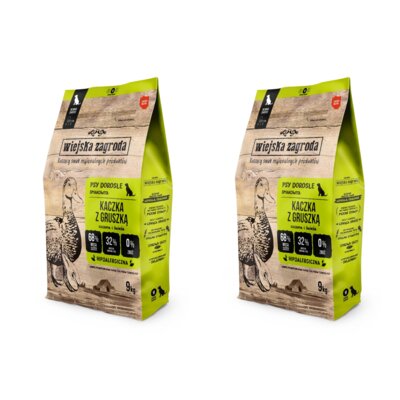 Karma dla psa WIEJSKA ZAGRODA Kaczka z gruszką M 2 x 9 kg