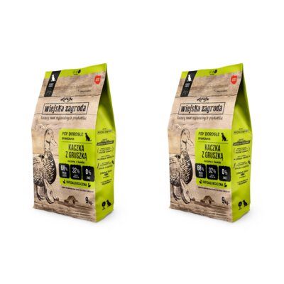 Karma dla psa WIEJSKA ZAGRODA Kaczka z gruszką L 2 x 9 kg