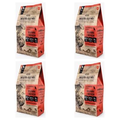 Karma dla psa WIEJSKA ZAGRODA Wołowina z indykiem L 4 x 9 kg