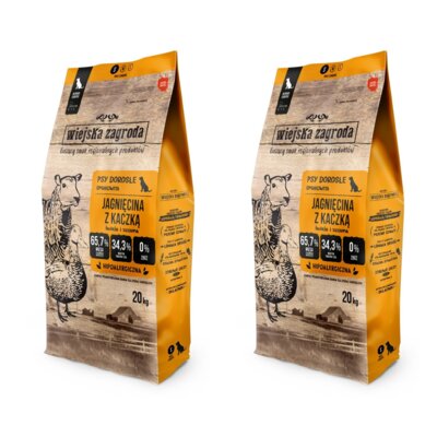 Karma dla psa WIEJSKA ZAGRODA Jagnięcina z kaczką S 2 x 20 kg