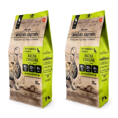 Karma dla psa WIEJSKA ZAGRODA Kaczka z gruszką M 2 x 20 kg