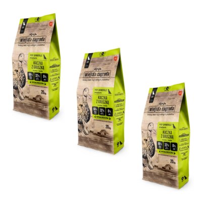 Karma dla psa WIEJSKA ZAGRODA Kaczka z gruszką M 3 x 20 kg