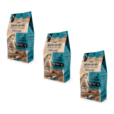 Karma dla psa WIEJSKA ZAGRODA Cielęcina z pstrągiem M 3 x 9 kg