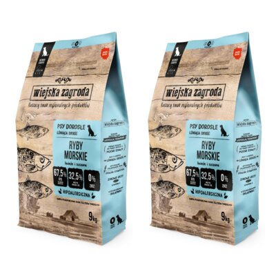 Karma dla psa WIEJSKA ZAGRODA Ryby Morskie 2 x 9 kg