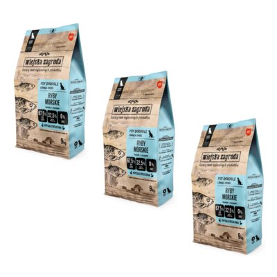 Karma dla psa WIEJSKA ZAGRODA Ryby Morskie 3 x 9 kg