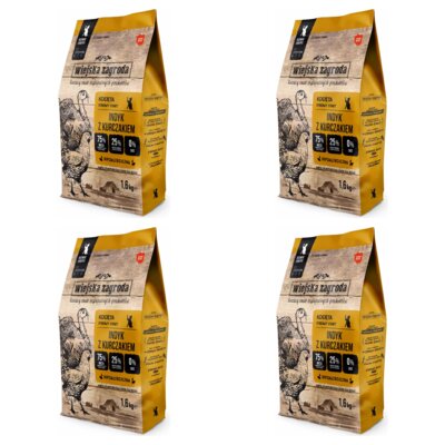 Karma dla kota WIEJSKA ZAGRODA Indyk z kurczakiem 4 x 1.6 kg