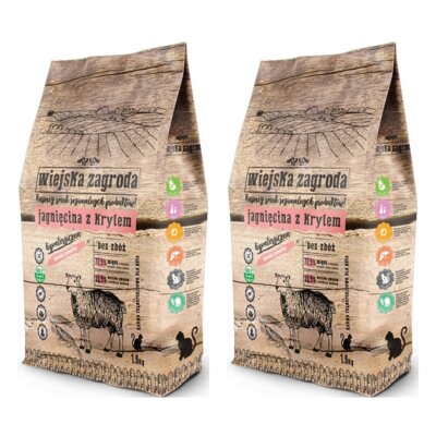 Karma dla kota WIEJSKA ZAGRODA Jagnięcina z krylem 2 x 1.6 kg