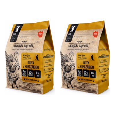 Karma dla kota WIEJSKA ZAGRODA Indyk z kurczakiem 2 x 5 kg