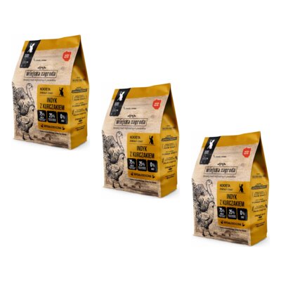 Karma dla kota WIEJSKA ZAGRODA Indyk z kurczakiem 3 x 5 kg