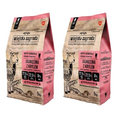 Karma dla kota WIEJSKA ZAGRODA Jagnięcina z krylem 2 x 5 kg