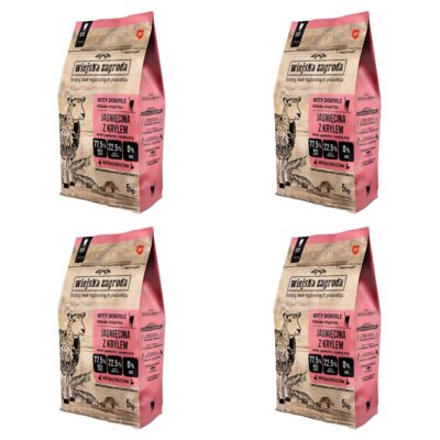 Karma dla kota WIEJSKA ZAGRODA Jagnięcina z krylem 4 x 5 kg
