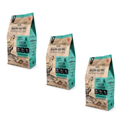 Karma dla kota WIEJSKA ZAGRODA Kurczak z łososiem 3 x 5 kg