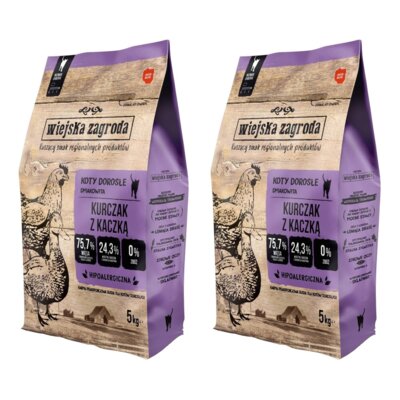 Karma dla kota WIEJSKA ZAGRODA Kurczak z kaczką 2 x 5 kg