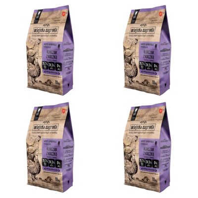 Karma dla kota WIEJSKA ZAGRODA Kurczak z kaczką 4 x 10 kg