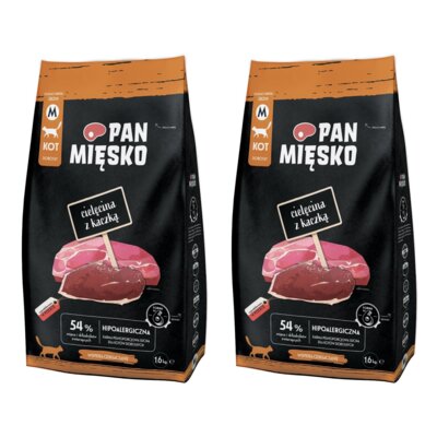 Karma dla kota PAN MIĘSKO Cielęcina z kaczką M 2 x 1.6 kg