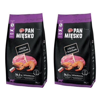 Karma dla kota PAN MIĘSKO Cielęcina z krewetkami 2 x 1.6 kg